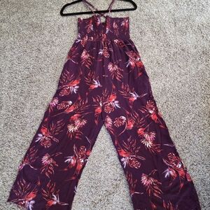 Knot Sisters Red and Purple Floral Jumpsuit